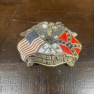 Vintage American Civil War Flags CSA Belt Buckle Eagles Pride